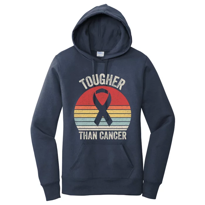 Retro Tougher Than Cancer Ribbon Breast Cancer Awareness Gift Women's Pullover Hoodie