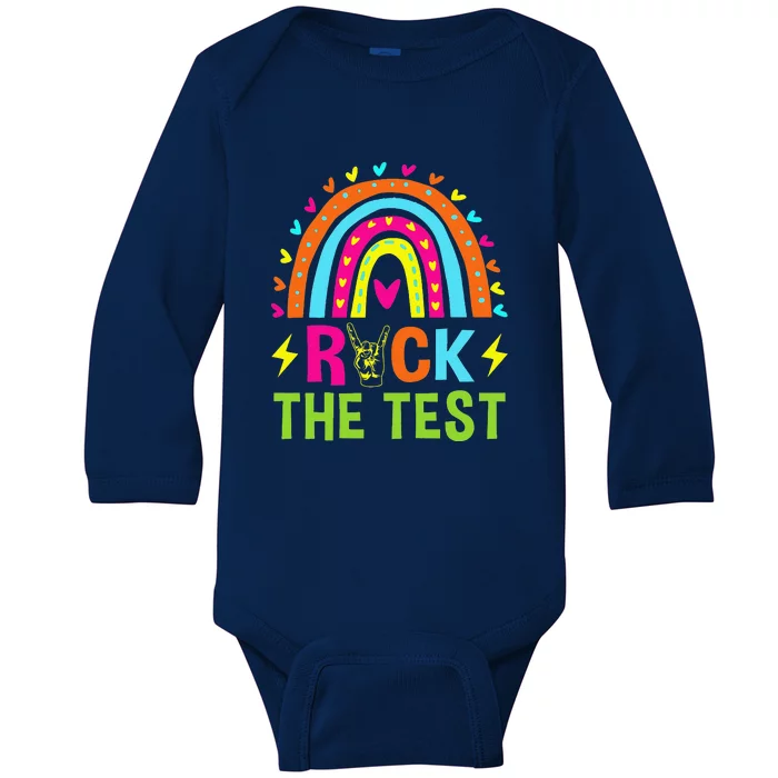 Rock The Test Rainbow Testing Day Baby Long Sleeve Bodysuit