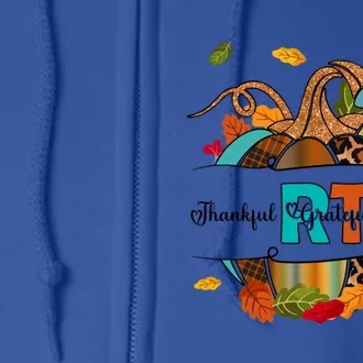 Respiratory Therapist Thankful Grateful Blessed Pumpkin Fall Great Gift Full Zip Hoodie