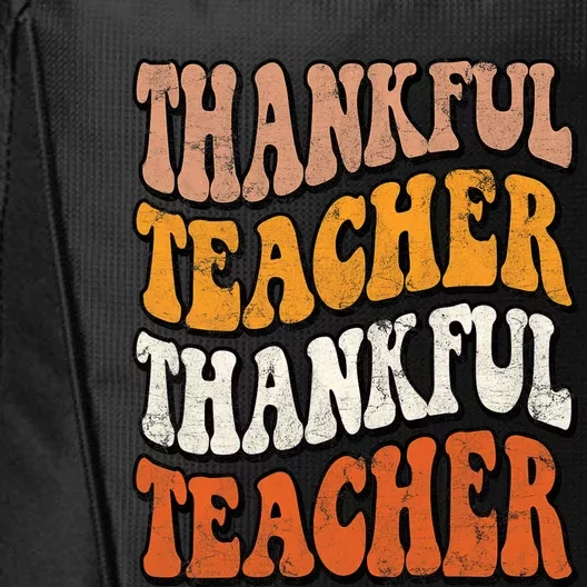 Retro Thankful Teacher Fall Thanksgiving Elementary Teacher City Backpack