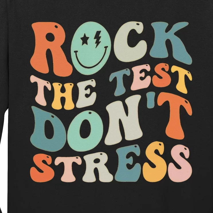 Rock The Test Testing Day Retro Motivational Teacher Student Long Sleeve Shirt