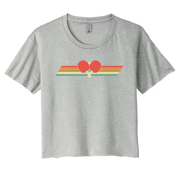 Retro Table Tennis Gift Vintage Ping Pong Gift Women's Crop Top Tee