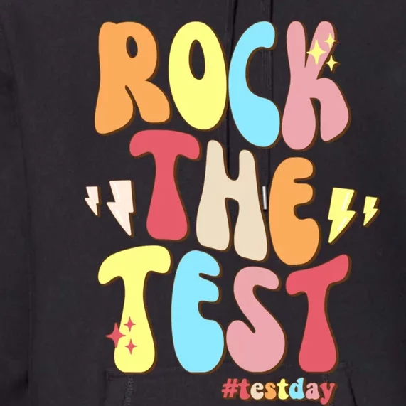 Rock The Test Testing Day Retro Motivational Teacher Student Premium Hoodie