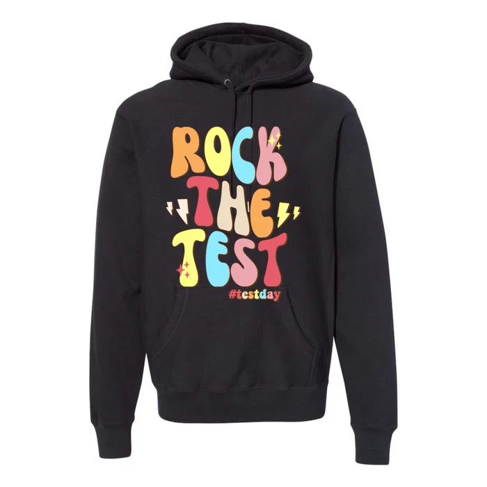 Rock The Test Testing Day Retro Motivational Teacher Student Premium Hoodie