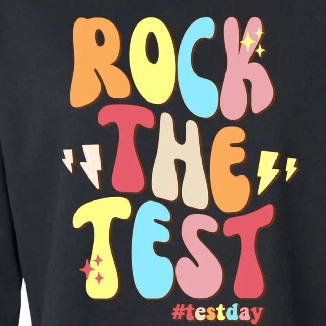 Rock The Test Testing Day Retro Motivational Teacher Student Cropped Pullover Crew