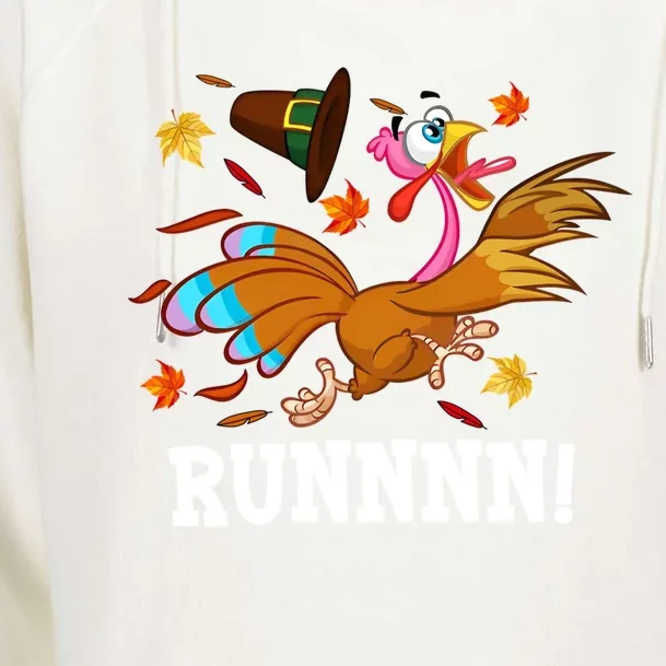 Run Turkey Thanksgiving Autumn Fall Leaves Thankful Grateful Cool Gift Womens Funnel Neck Pullover Hood