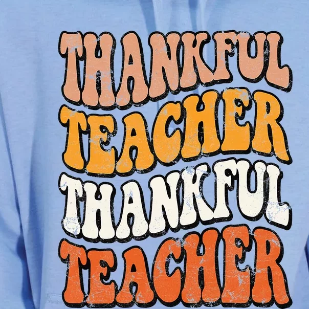 Retro Thankful Teacher Fall Thanksgiving Elementary Teacher Unisex Surf Hoodie