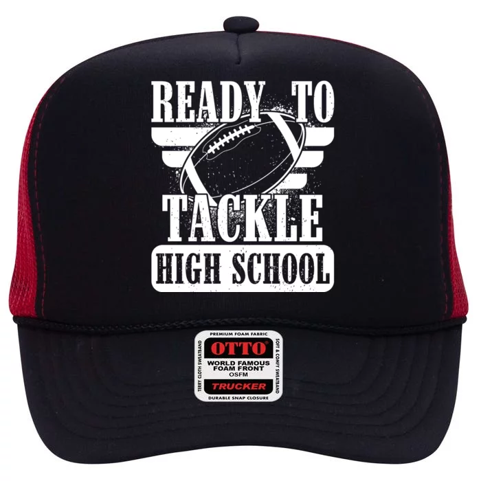 Ready To Tackle High School Football Ball High Crown Mesh Trucker Hat