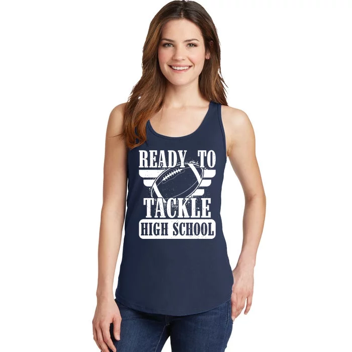 Ready To Tackle High School Football Ball Ladies Essential Tank