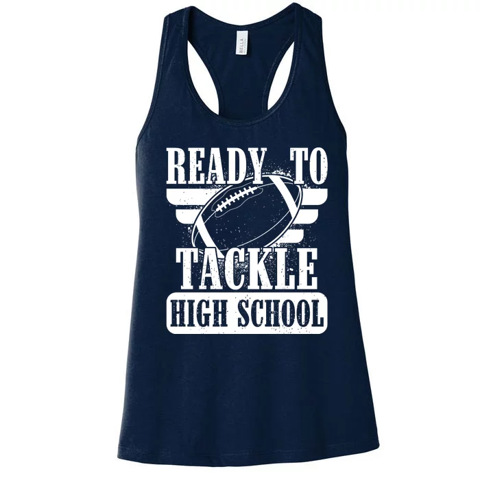 Ready To Tackle High School Football Ball Women's Racerback Tank