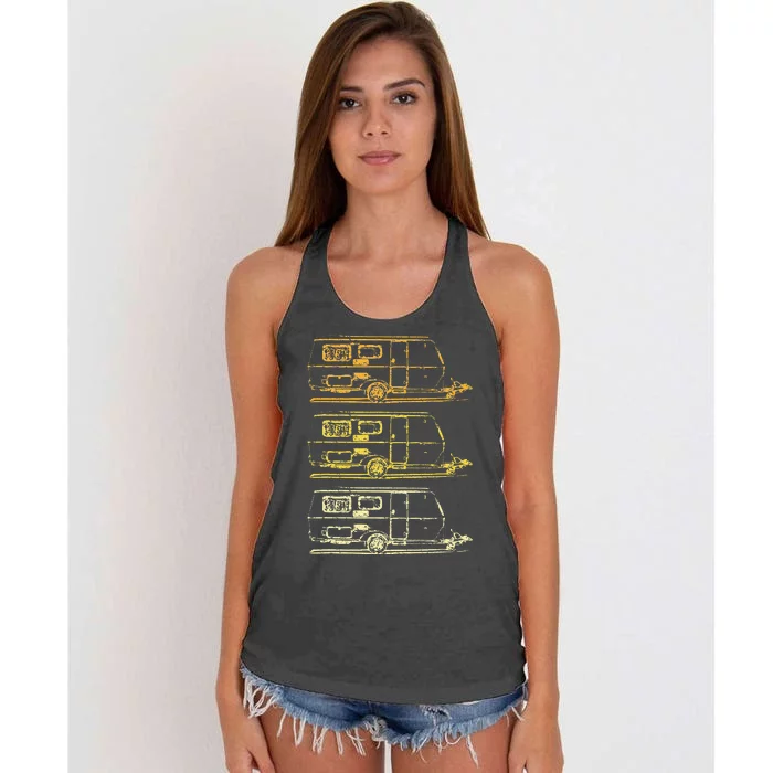 Retro Travel Trailer Vintage RV Camping Gift Women's Knotted Racerback Tank