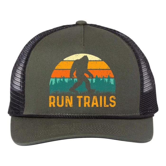 Run Trails Ultramarathon Race Bigfoot Runner Ultra Running Retro Rope Trucker Hat Cap