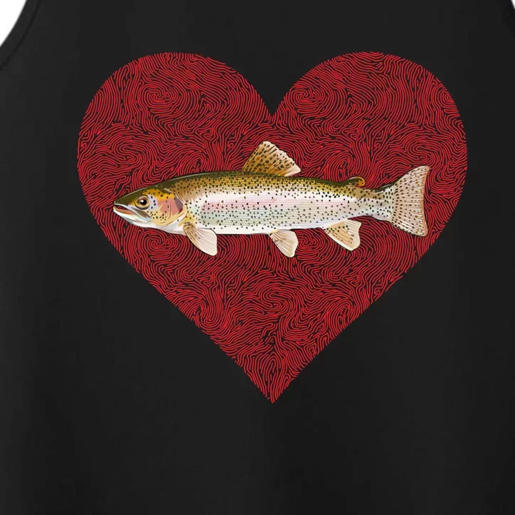 Rainbow Trout Valentines Day Fish Love Fingerprint Gift Performance Tank