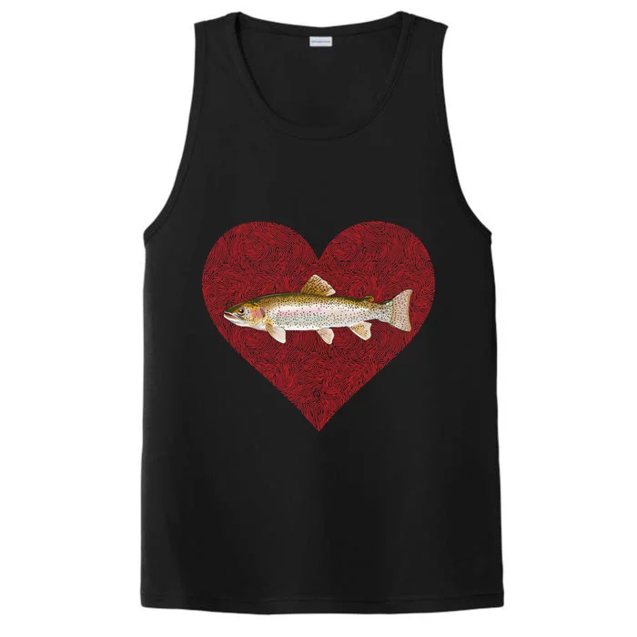 Rainbow Trout Valentines Day Fish Love Fingerprint Gift Performance Tank