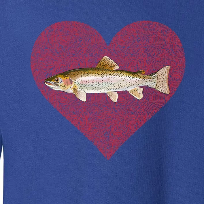 Rainbow Trout Valentines Day Fish Love Fingerprint Gift Toddler Sweatshirt