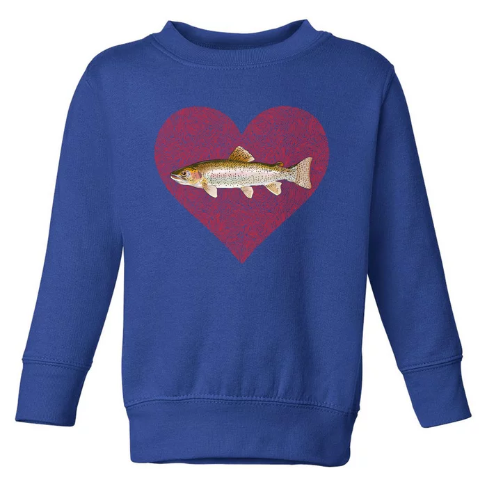 Rainbow Trout Valentines Day Fish Love Fingerprint Gift Toddler Sweatshirt