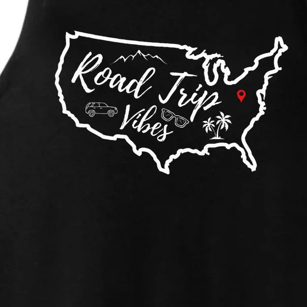 Road Trip Vibes Map Usa Family Friend Girl Trip Vacation Rv Ladies Tri-Blend Wicking Tank