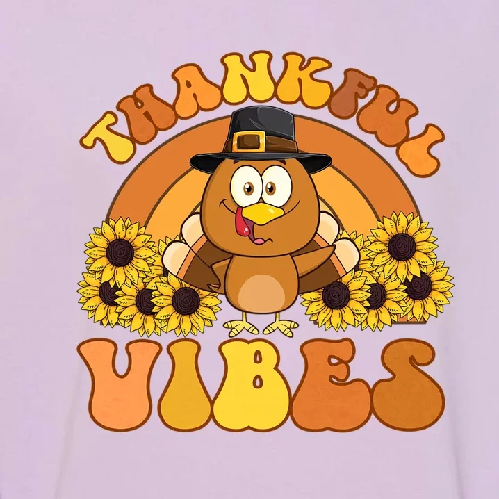 Retro Thankful Vibes Autumn Groovy Thanksgiving Turkey Gift Garment-Dyed Sweatshirt