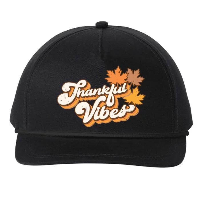 Retro Thankful Vibes Autumn Thanksgiving Fall Season Funny Gift Snapback Five-Panel Rope Hat