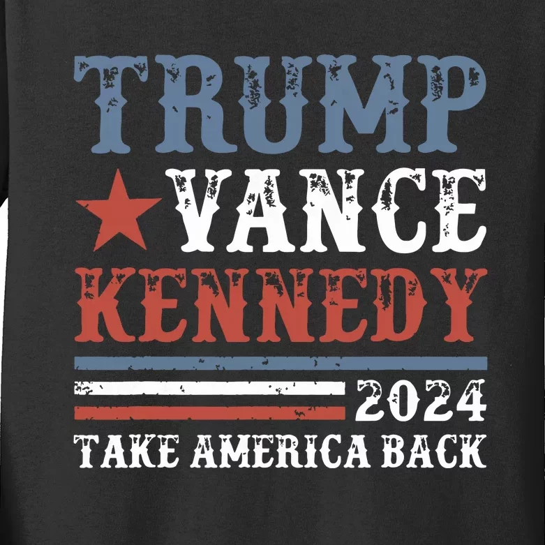 Retro Trump Vance Kennedy 2024 Take America Back Again Kids Long Sleeve Shirt