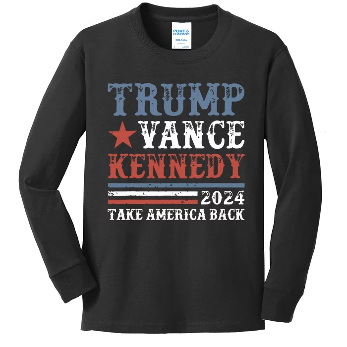 Retro Trump Vance Kennedy 2024 Take America Back Again Kids Long Sleeve Shirt