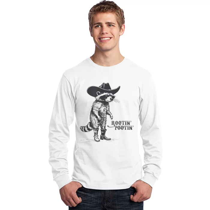 Rootin Tootin Vintage Raccoon Cow Cow Trash Panda Long Sleeve Shirt