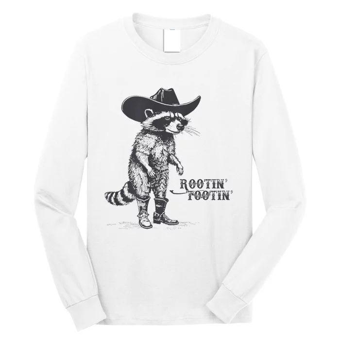 Rootin Tootin Vintage Raccoon Cow Cow Trash Panda Long Sleeve Shirt