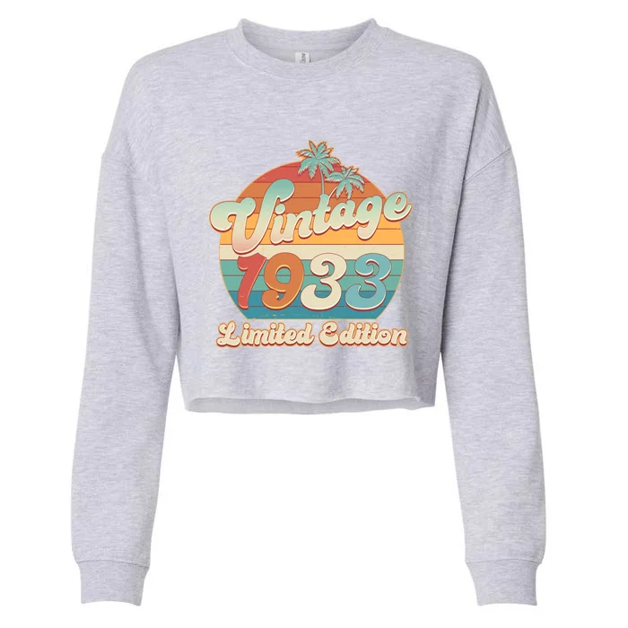 Retro Tropical Vintage 1933 Limited Edition 90th Birthday Cropped Pullover Crew