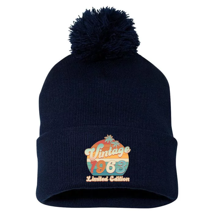 Retro Tropical Vintage 1963 Limited Edition 60th Birthday Pom Pom 12in Knit Beanie