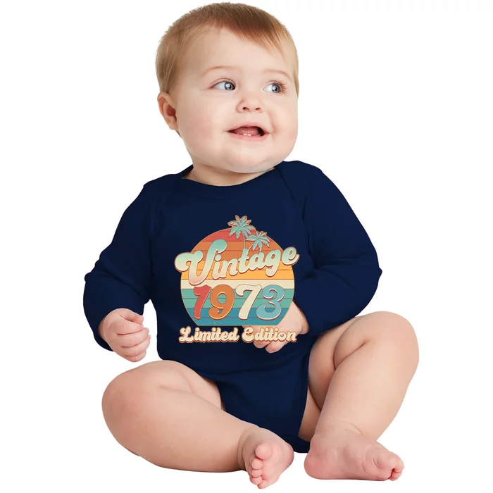 Retro Tropical Vintage 1973 Limited Edition 50th Birthday Baby Long Sleeve Bodysuit