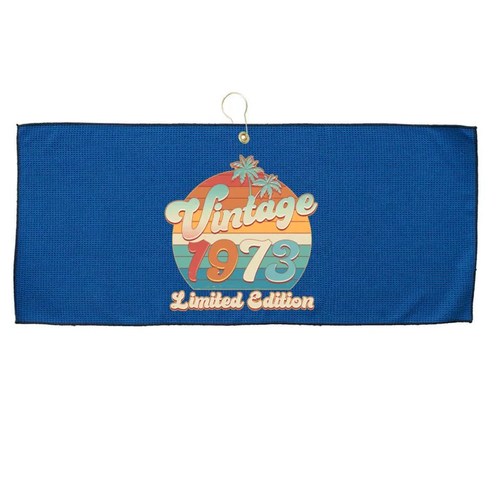 Retro Tropical Vintage 1973 Limited Edition 50th Birthday Large Microfiber Waffle Golf Towel