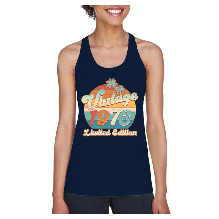 Retro Tropical Vintage 1973 Limited Edition 50th Birthday Women's Racerback Tank