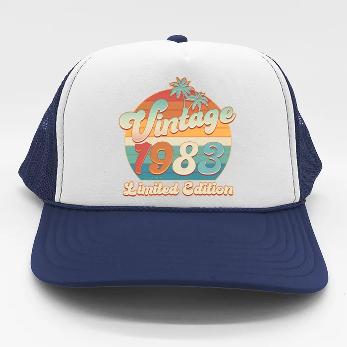 Retro Tropical Vintage 1983 Limited Edition 40th Birthday Trucker Hat