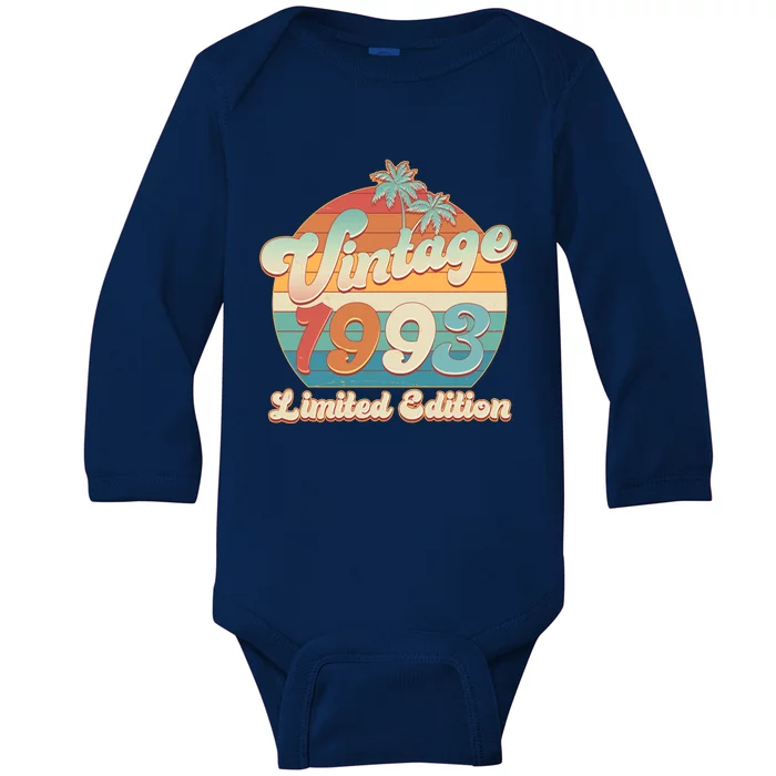 Retro Tropical Vintage 1993 Limited Edition 30th Birthday Baby Long Sleeve Bodysuit