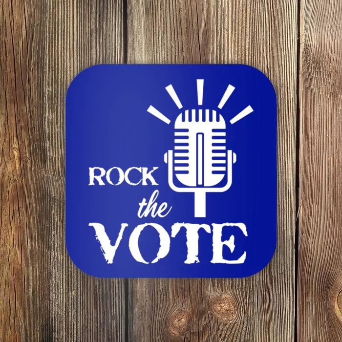 Rock The Vote Vintage Distressed Microphone White Gift Coaster