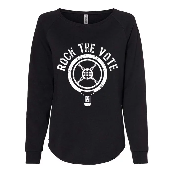 Rock The Vote Vintage Microphone Distressed White Gift Womens California Wash Sweatshirt