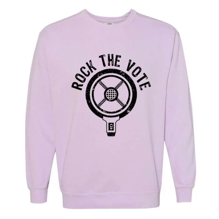 Rock The Vote Vintage Microphone Distressed White Gift Garment-Dyed Sweatshirt