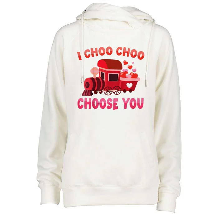 Red Train Valentines Day Womens Funnel Neck Pullover Hood