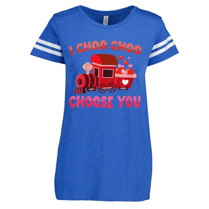 Red Train Valentines Day Enza Ladies Jersey Football T-Shirt