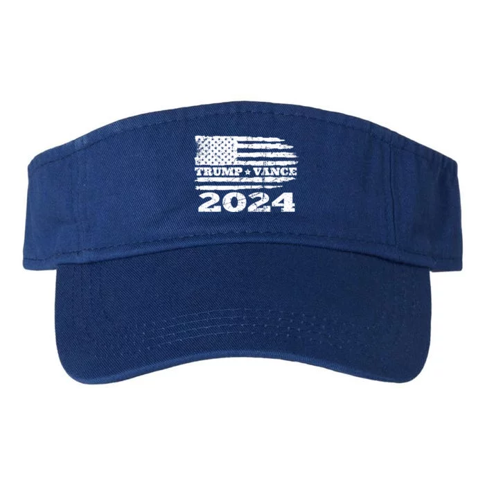 Retro Trump Vance 2024 American Flag Gift Valucap Bio-Washed Visor