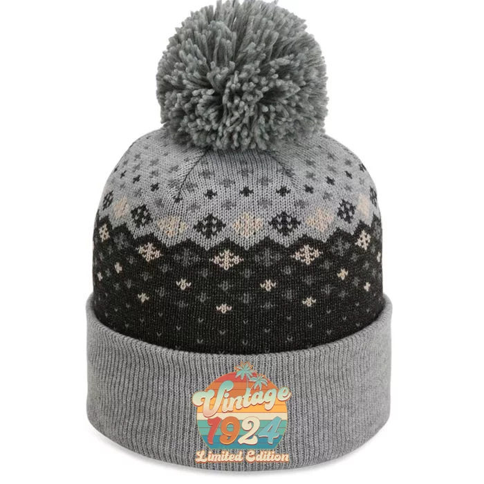 Retro Tropical Vintage 1924 Limited Edition 100th Birthday The Baniff Cuffed Pom Beanie