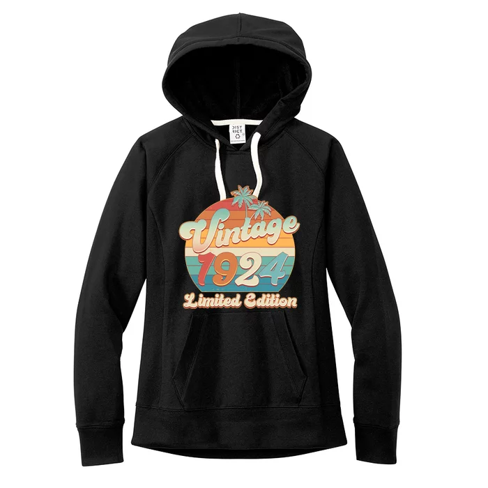 Retro Tropical Vintage 1924 Limited Edition 100th Birthday Women's Fleece Hoodie