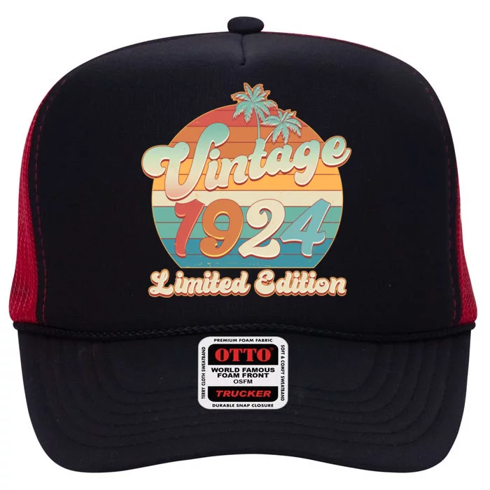 Retro Tropical Vintage 1924 Limited Edition 100th Birthday High Crown Mesh Trucker Hat