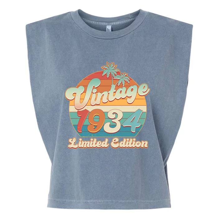 Retro Tropical Vintage 1934 Limited Edition 90th Birthday Garment-Dyed Women's Muscle Tee