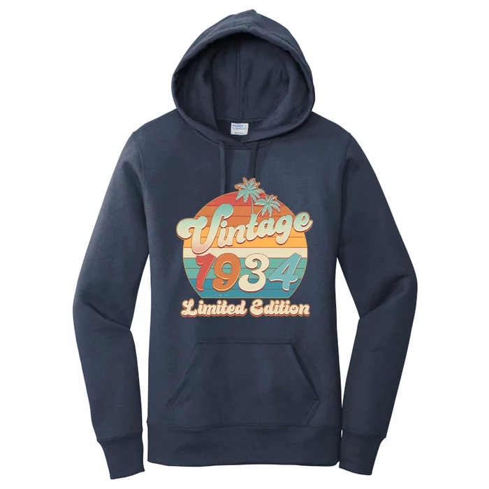 Retro Tropical Vintage 1934 Limited Edition 90th Birthday Women's Pullover Hoodie