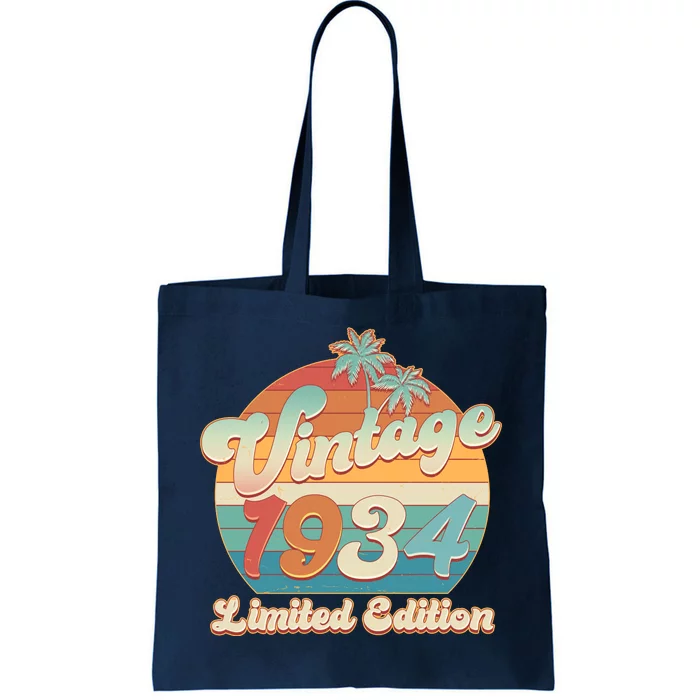 Retro Tropical Vintage 1934 Limited Edition 90th Birthday Tote Bag