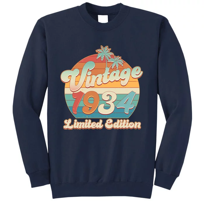 Retro Tropical Vintage 1934 Limited Edition 90th Birthday Tall Sweatshirt