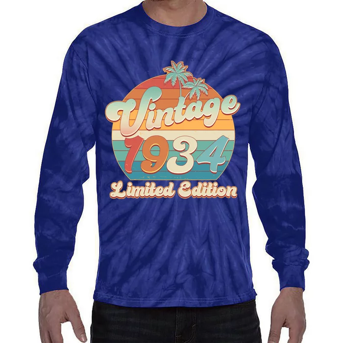 Retro Tropical Vintage 1934 Limited Edition 90th Birthday Tie-Dye Long Sleeve Shirt