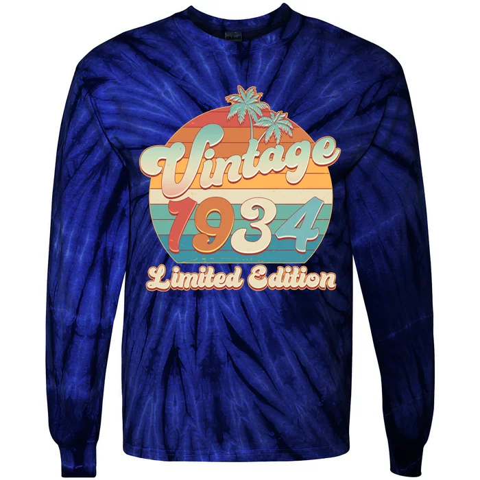 Retro Tropical Vintage 1934 Limited Edition 90th Birthday Tie-Dye Long Sleeve Shirt