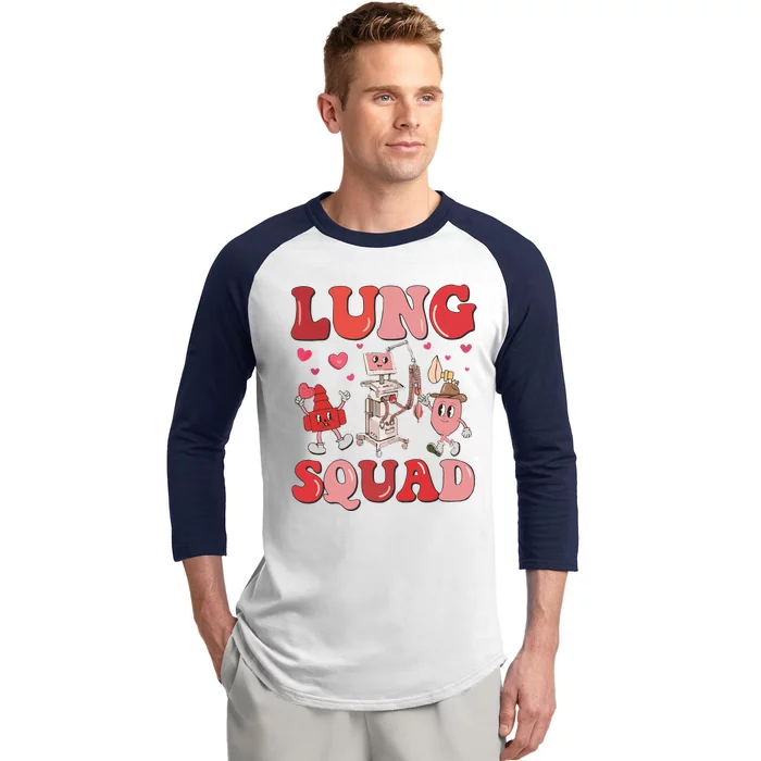 Respiratory Therapist Valentine Lung Squad Baseball Sleeve Shirt